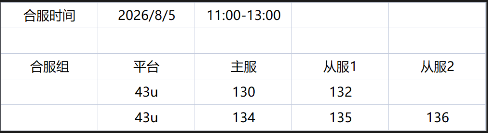 43u《战无止境》8月5日合服公告 