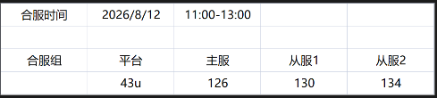 43u《战无止境》8月12日合服公告 